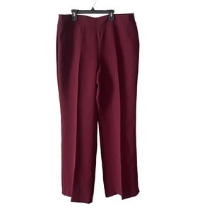 Talbots 16 LONG Heritage Trousers Maroon Wide Leg Dress Pants NWT